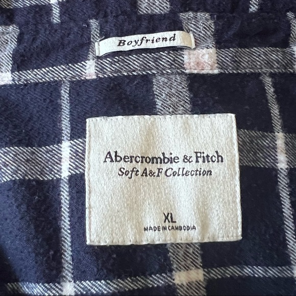 Women’s Abercrombie & Fitch Boyfriend Flannel ~ Blue/Whote Plaid ~ Size Women's - Picture 9 of 9